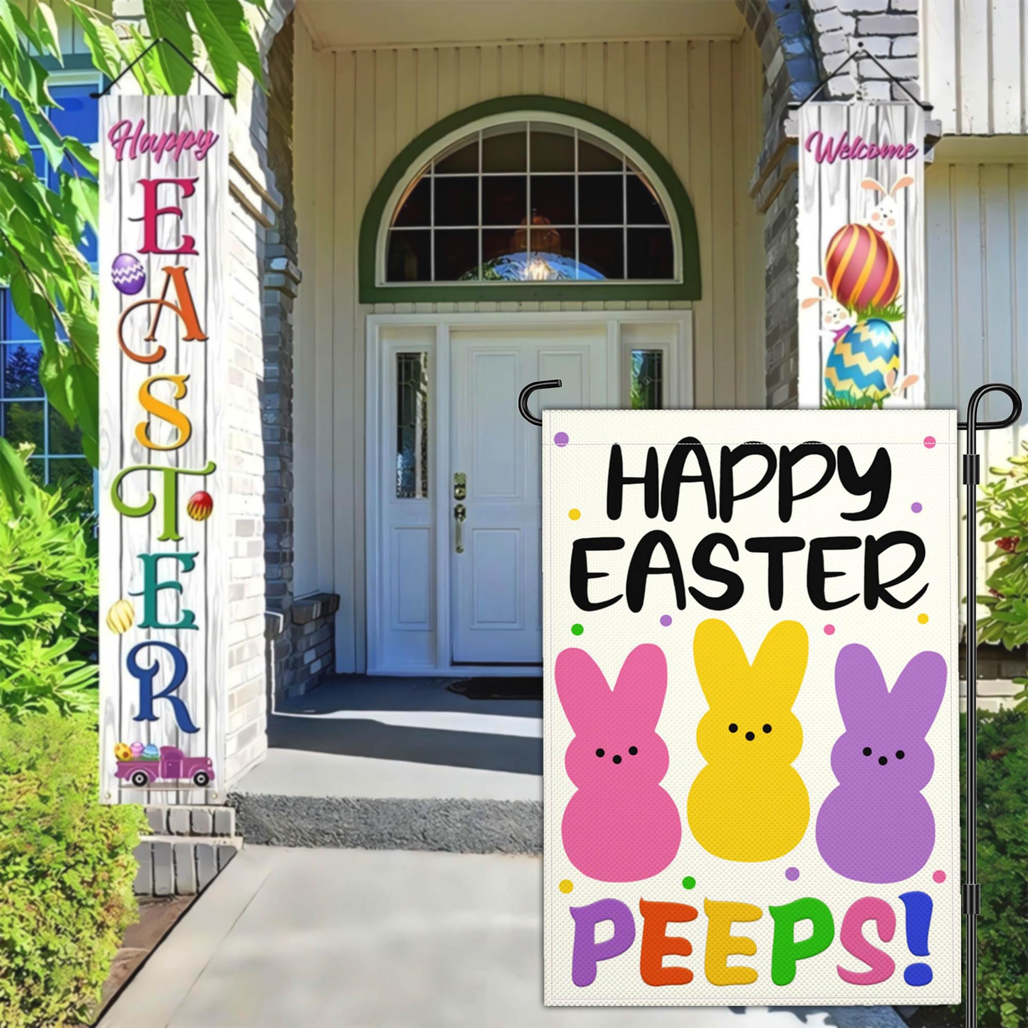 NASIAN Easter Bunny Peeps flag showcases playful peeps for garden charm