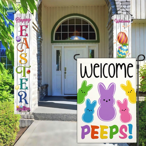 NASIAN Easter Bunny yard flag, durable double-sided outdoor decor for seasonal use.