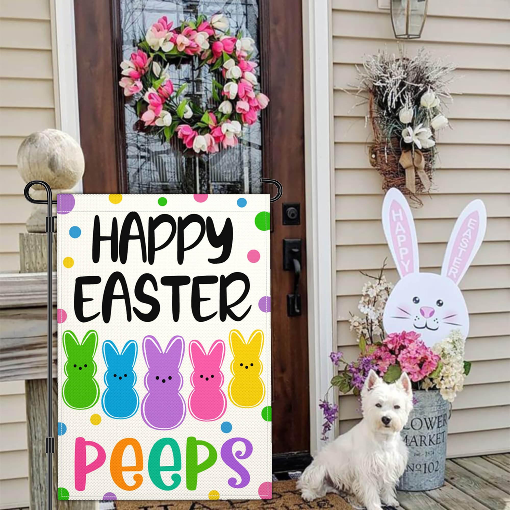 NASIAN Easter yard decor flag designed for standard garden posts.