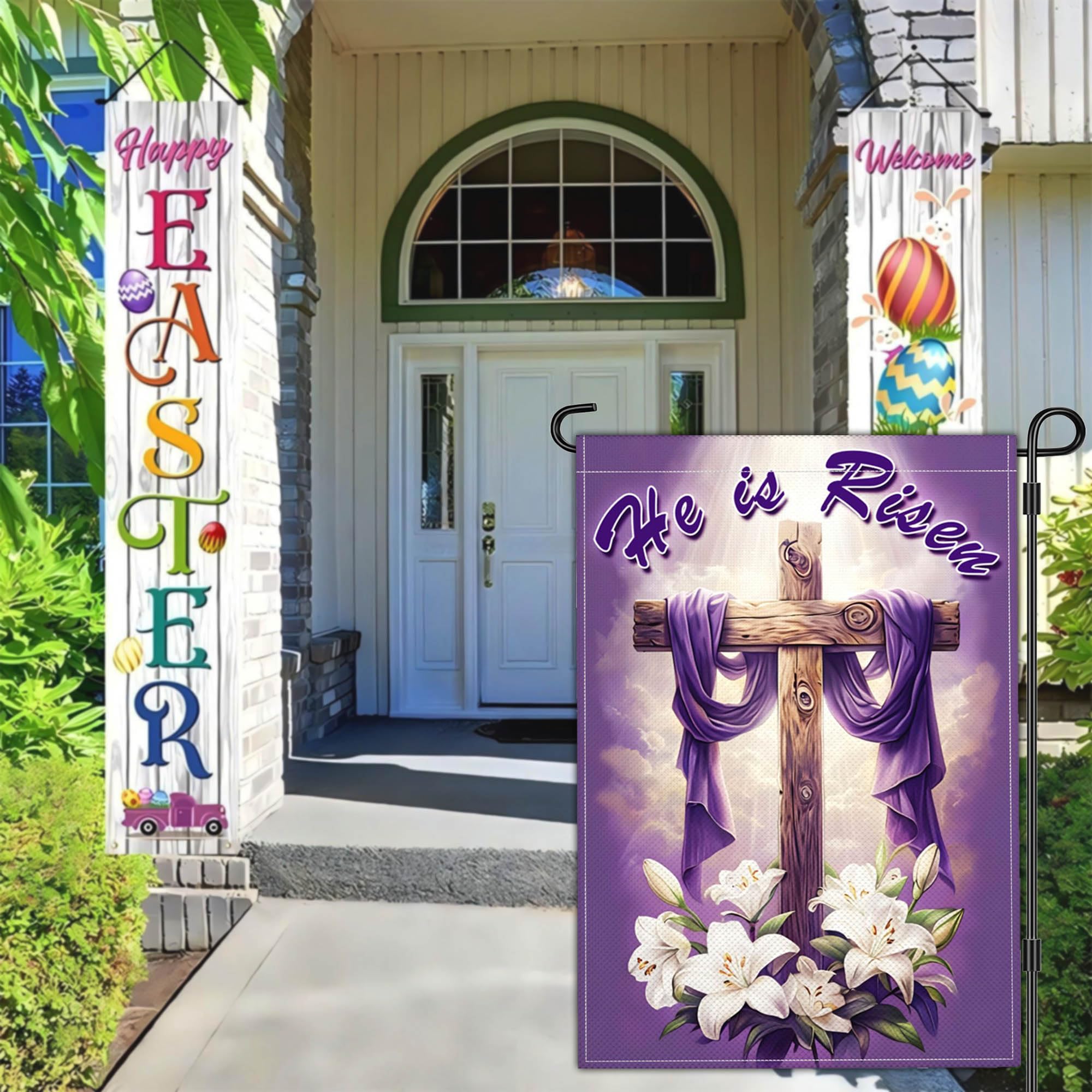 NASIAN Easter yard flag 12x18 inches, durable polyester for long-lasting outdoor display
