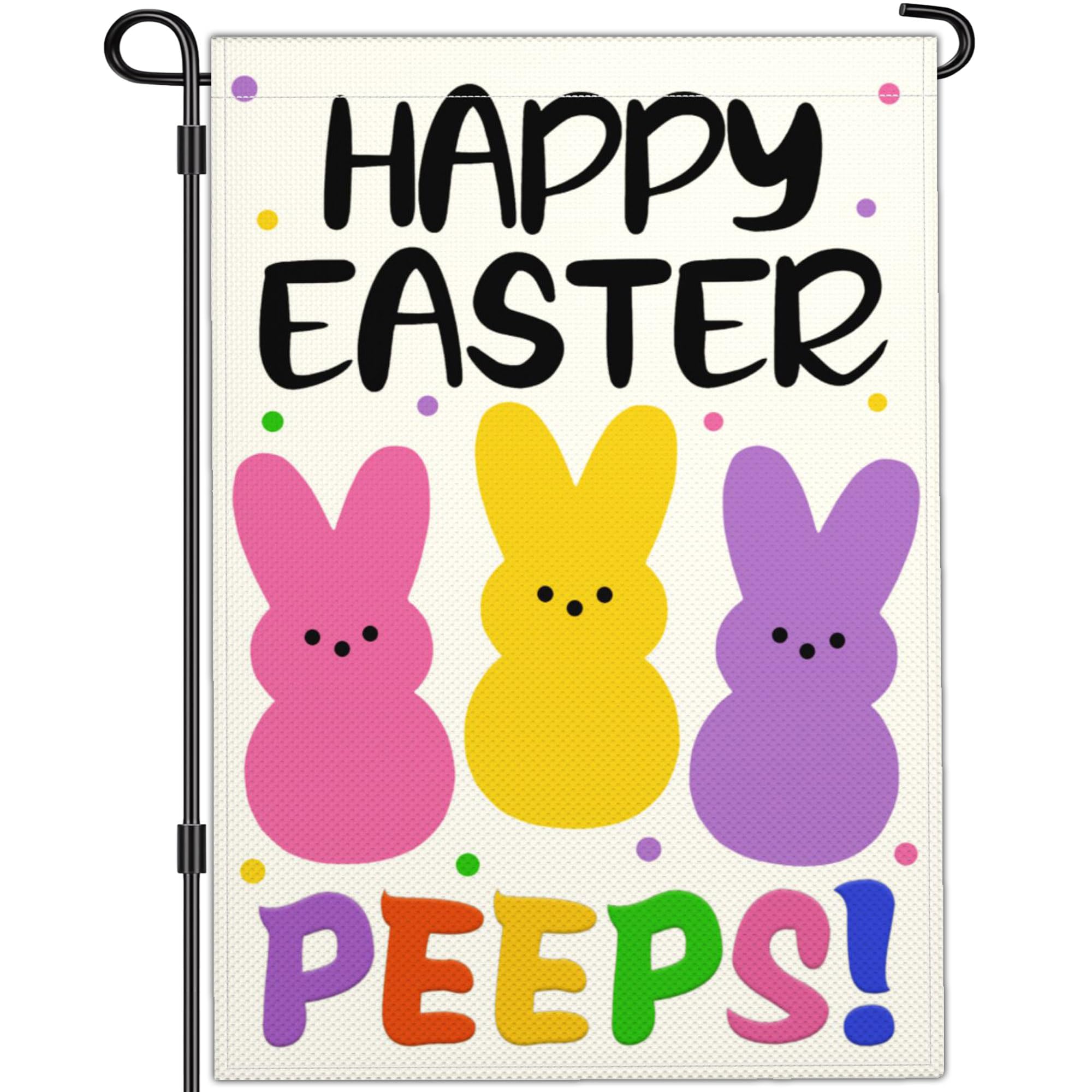 NASIAN Happy Easter flag on a pole with welcoming spring scene