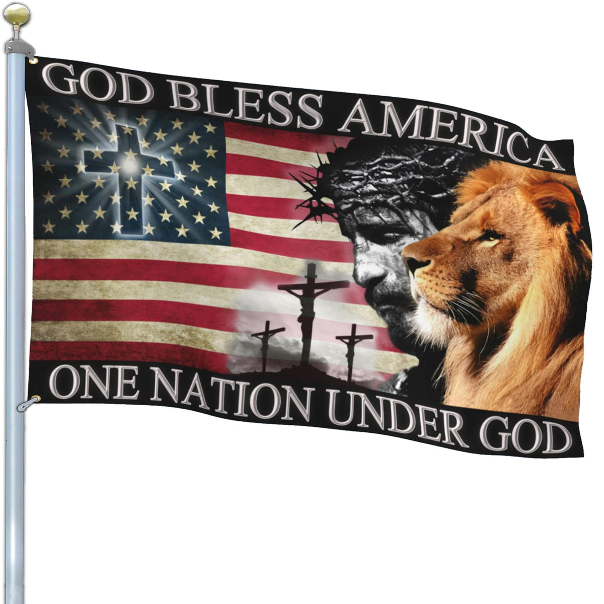 NASIAN one nation under god flag 3x5 outdoors for durable patriotic display
