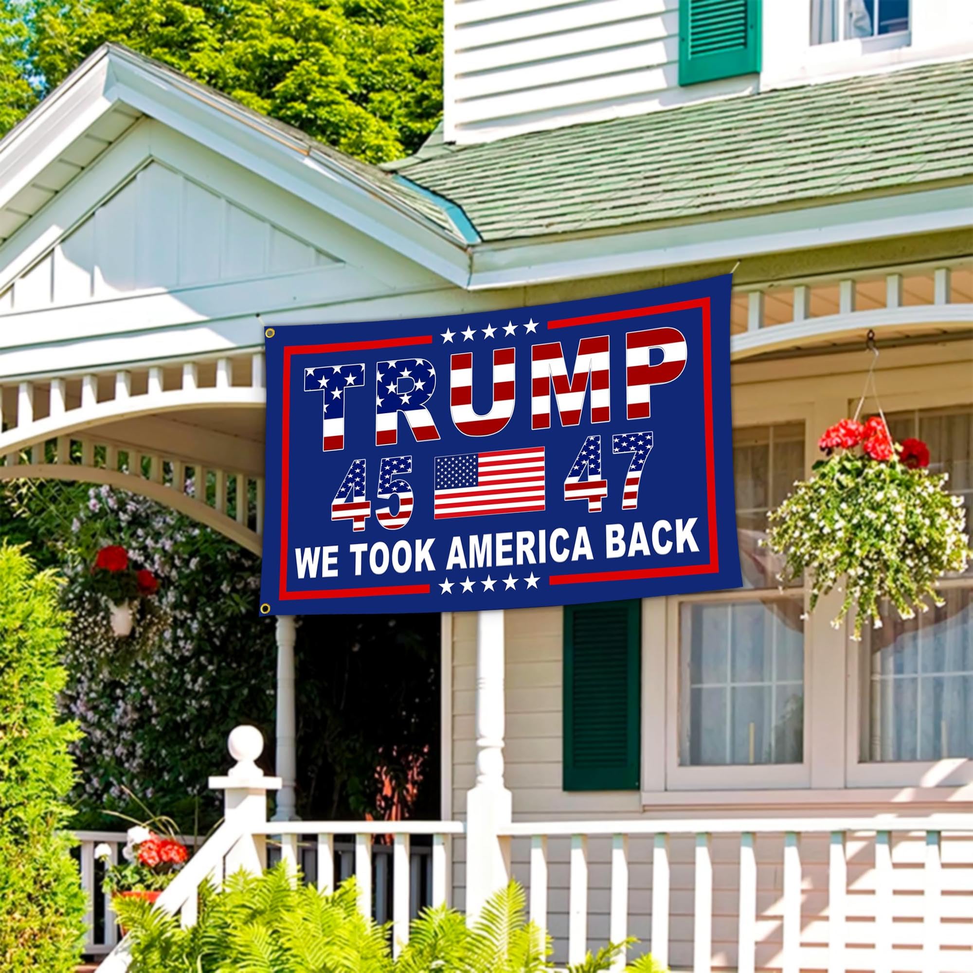NASIAN 3x5 flag on porch elevates patriotic ambiance.