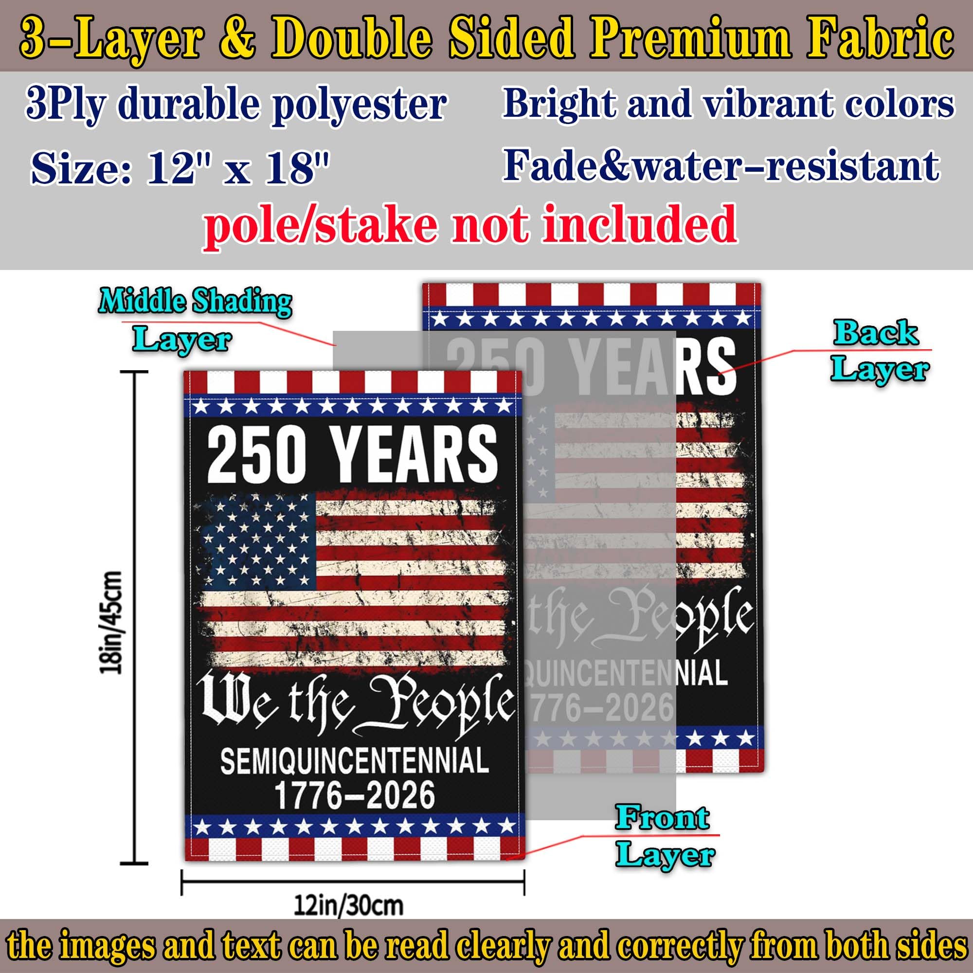 NASIAN 3-ply polyester garden flag resists rain and snow for lasting color.