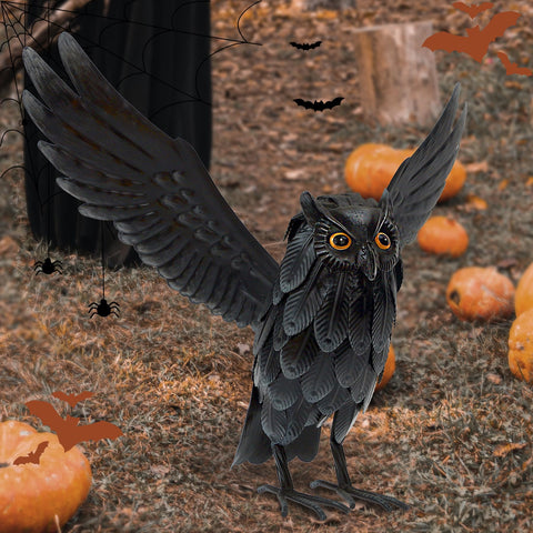Natelf Halloween garden owl decoration adds seasonal charm.