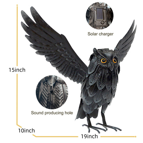 Natelf yard owl stake assembly provides stable outdoor placement.
