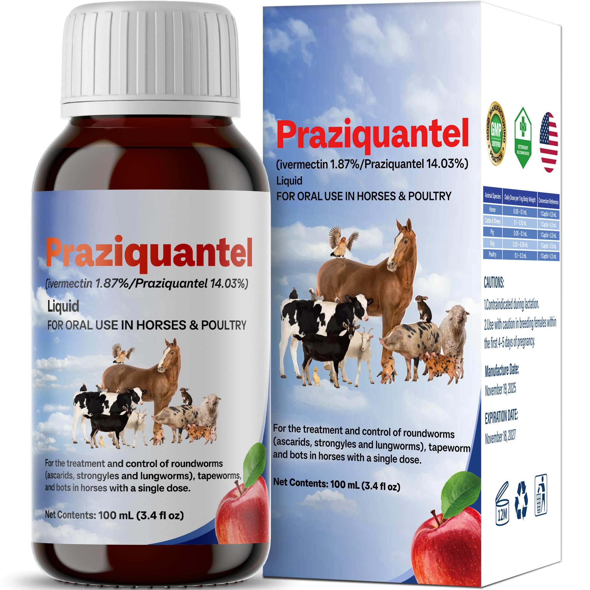 NateNatenight Praziquantel bottle for horse and poultry shows liquid formula for easy dosing.