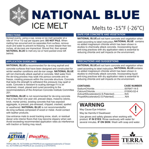 Close-up of accelerating agents in National Blue Ice Melt for rapid melt