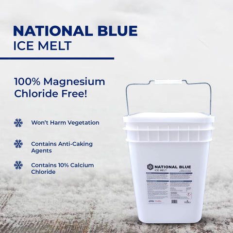 Concrete-safe National Blue Ice Melt applied per label