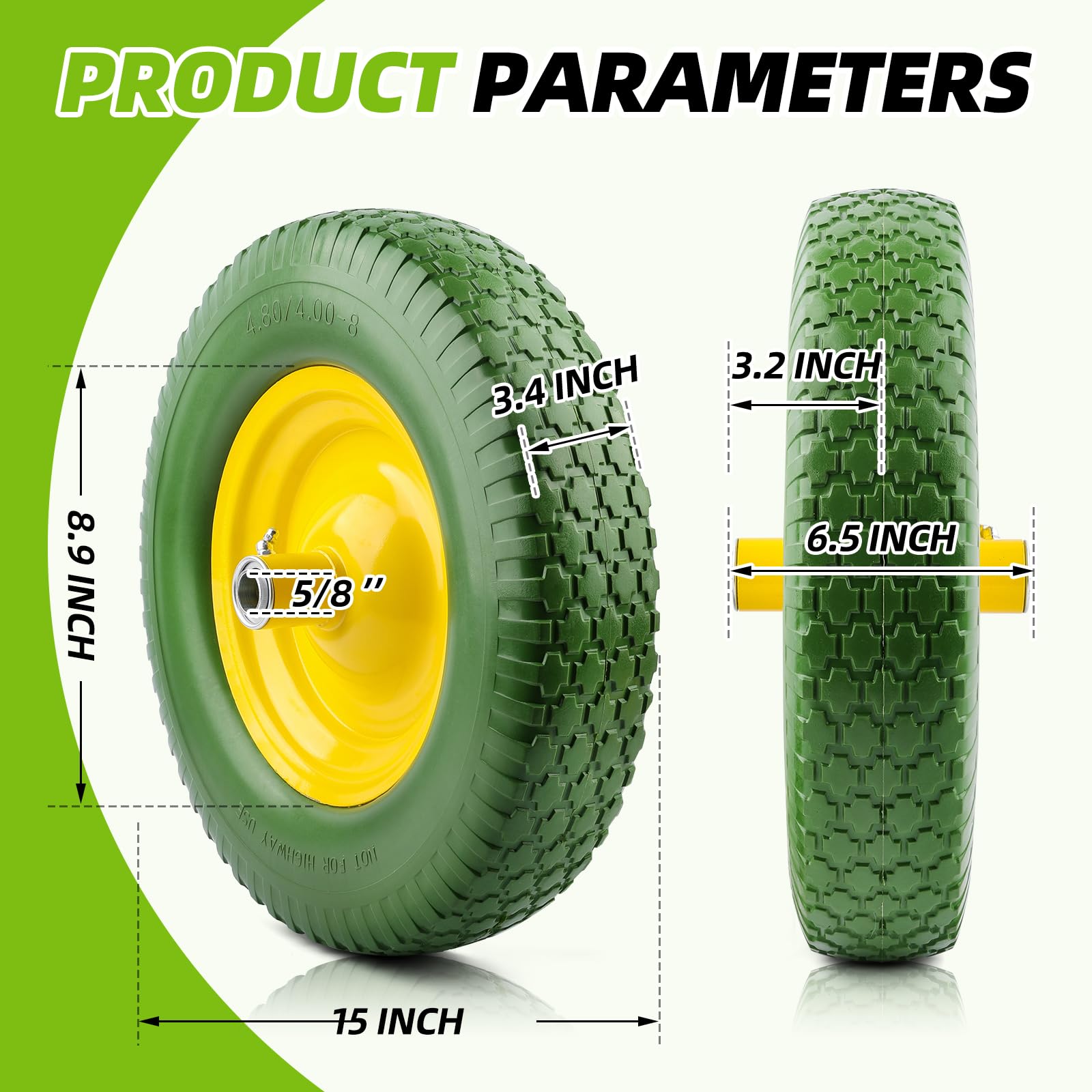 National Standard 4-80-4-00-8 wheelset for hand trucks and carts.