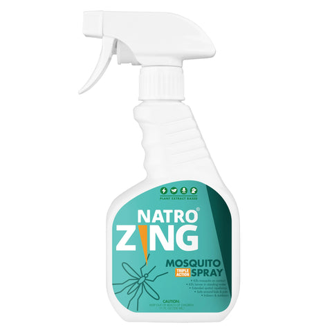 NatroZing triple-action mosquito spray bottle ready for instant contact kill.