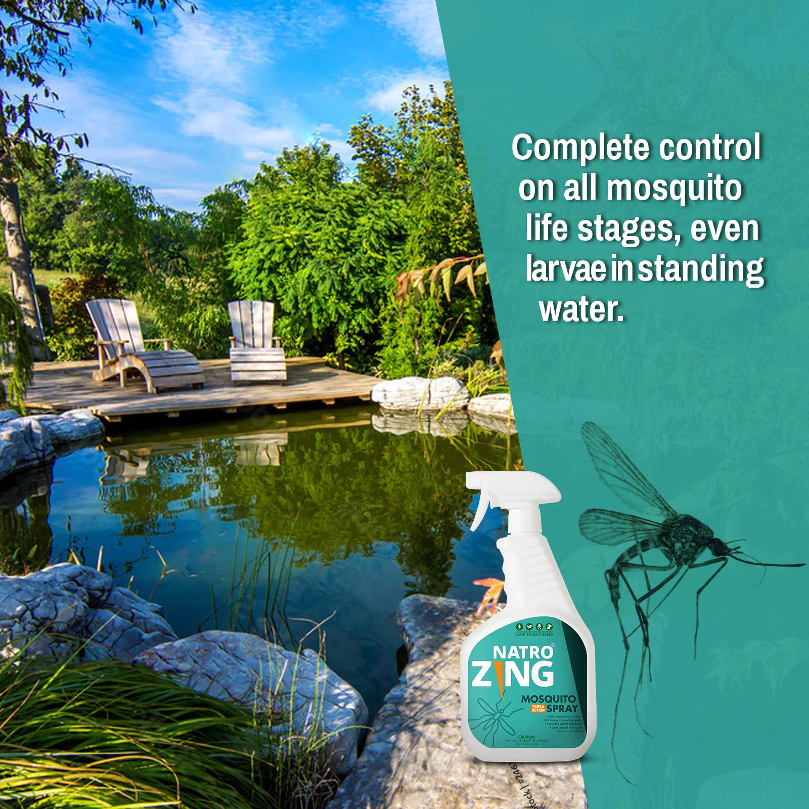 NatroZing bottle label highlights plant-derived non-toxic ingredients.