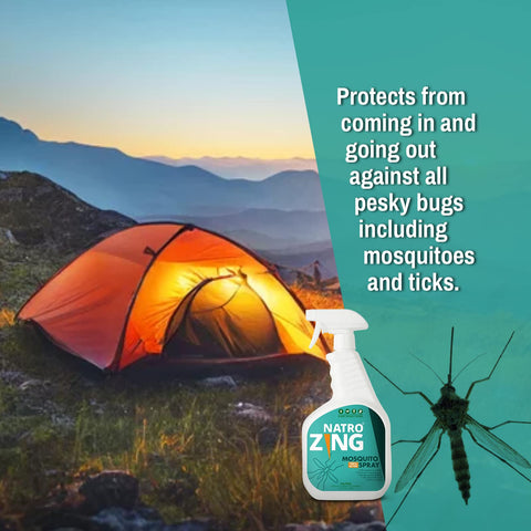 NatroZing bottle beside standing water to prevent larvae growth.