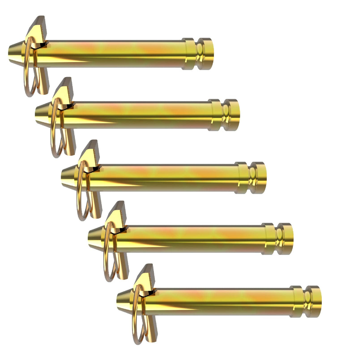 NATSTEEL 3 point hitch pin pack close-up with yellow zinc finish for rust resistance.