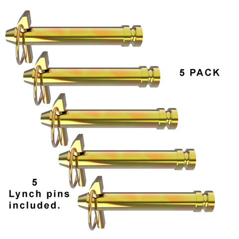 NATSTEEL hitch pin showing yellow zinc finish for rust resistance.