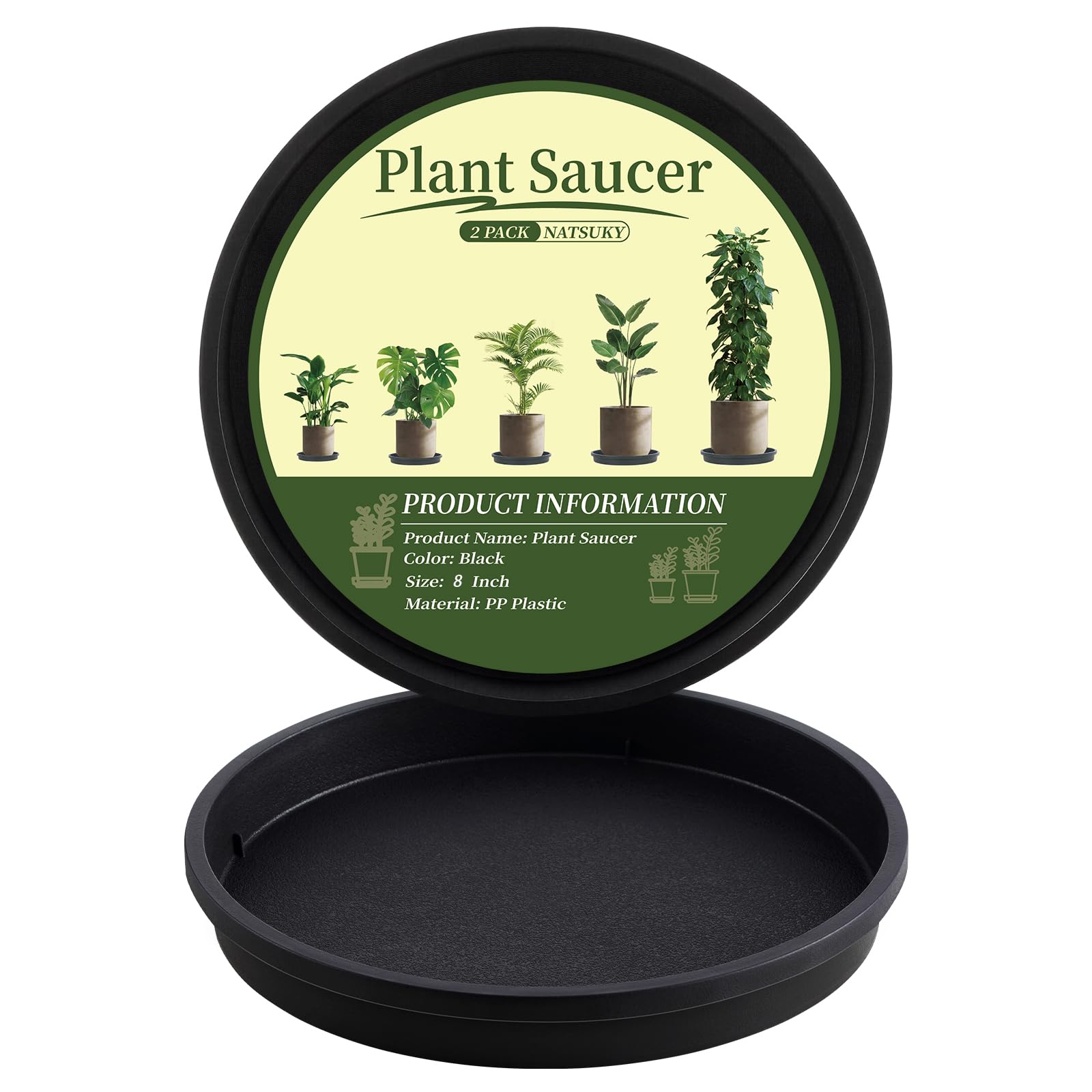NATSUKY plant saucer 8-inch round catching spills and protecting surfaces
