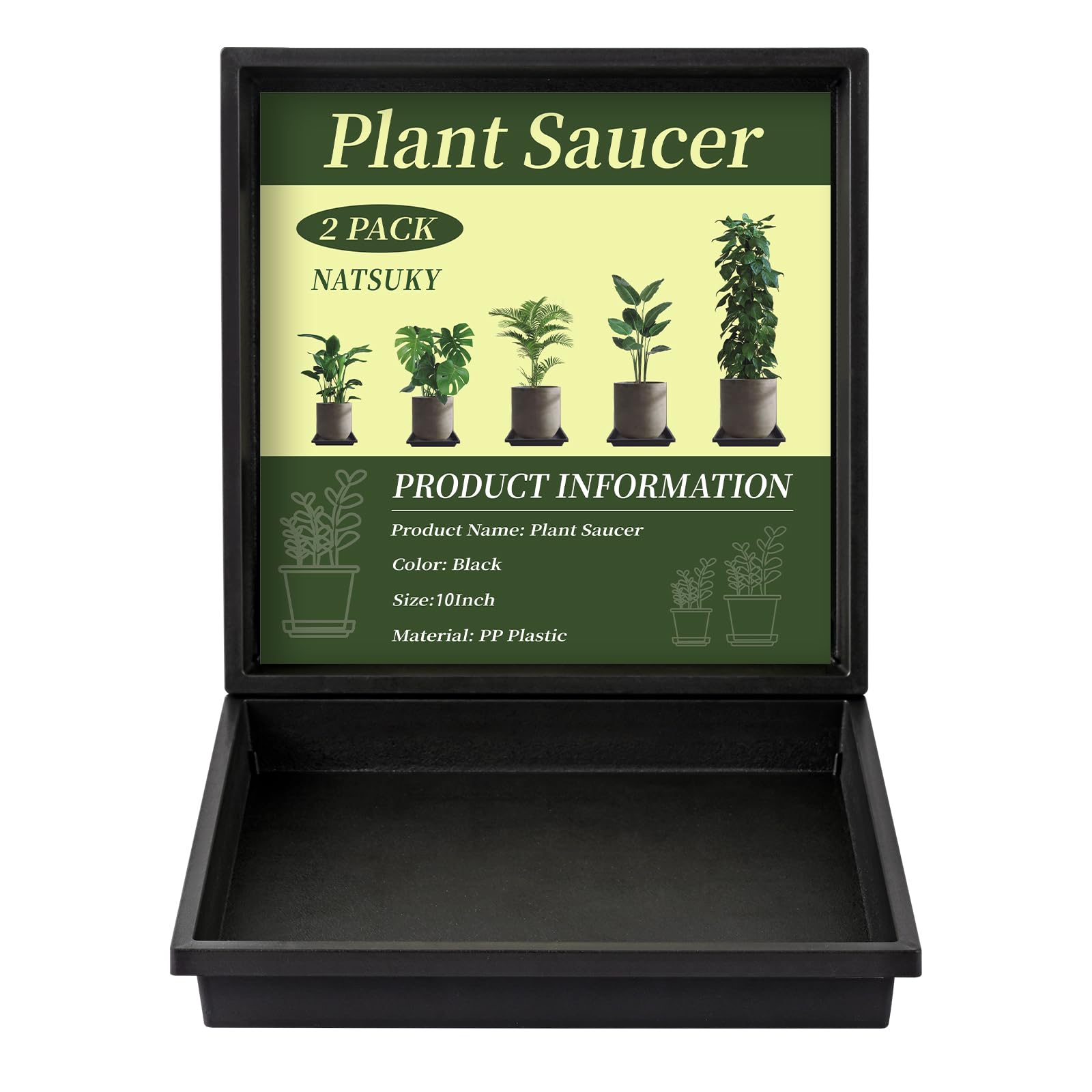 NATSUKY 10-inch square plant saucer top view for indoor setups