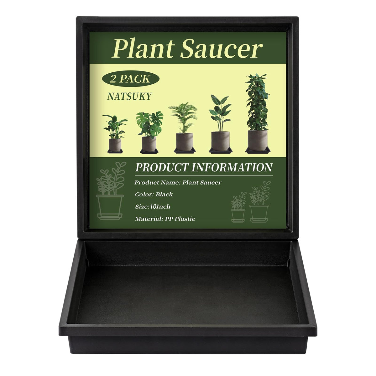 NATSUKY 10-inch square plant saucer top view for indoor setups