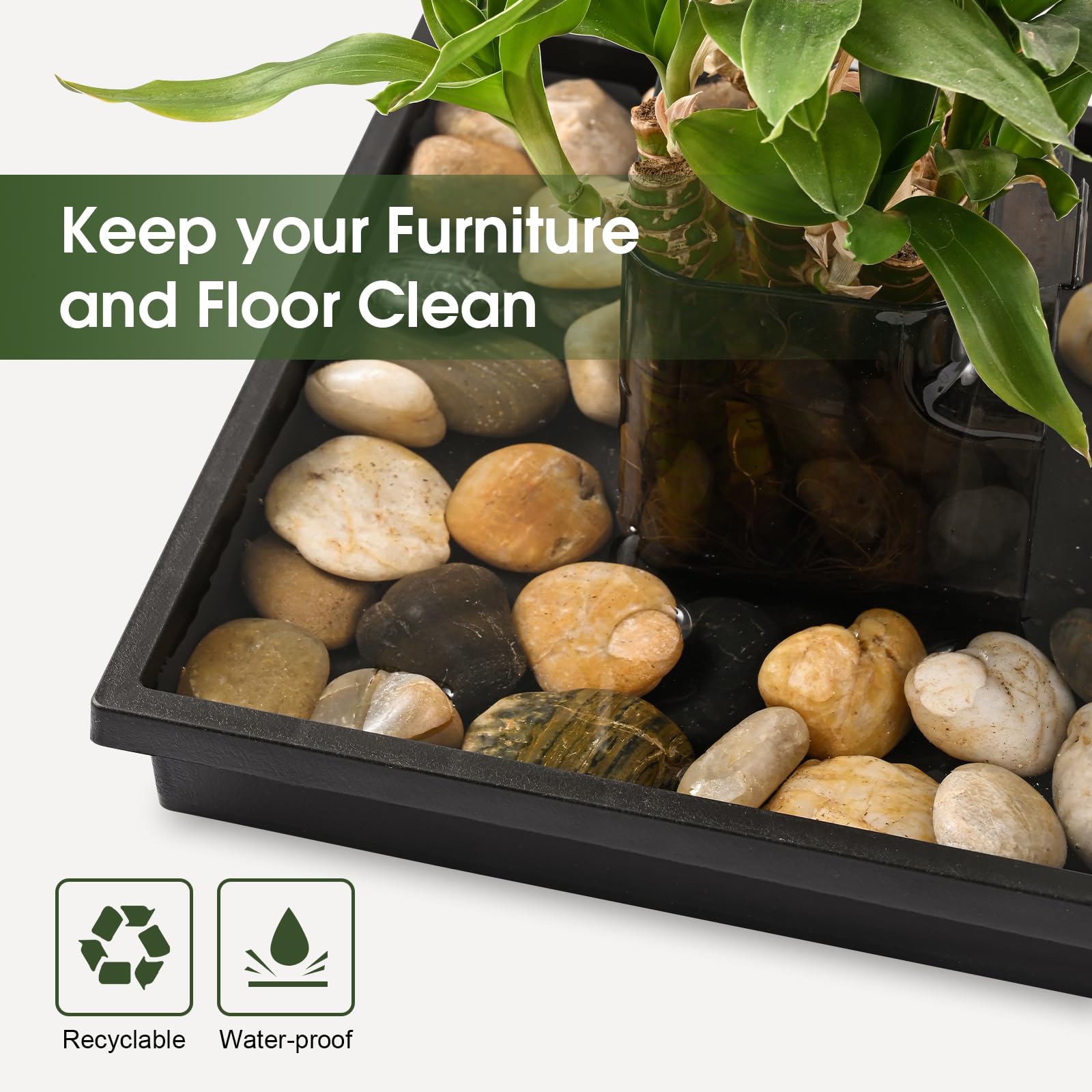 NATSUKY square plant saucer indoors protects floors from spills