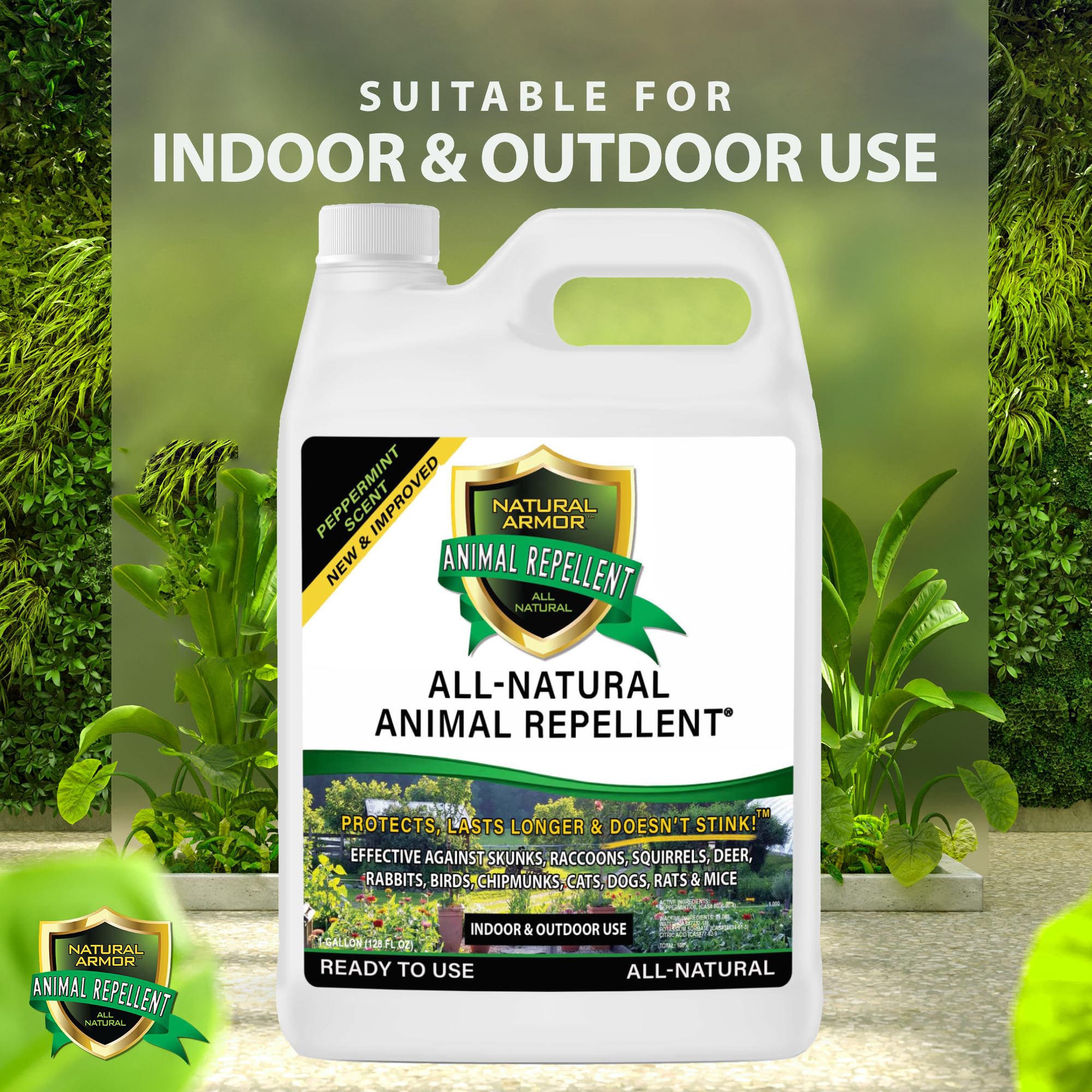 Natural Armor indoor garage application with peppermint deterrence and mild aroma.