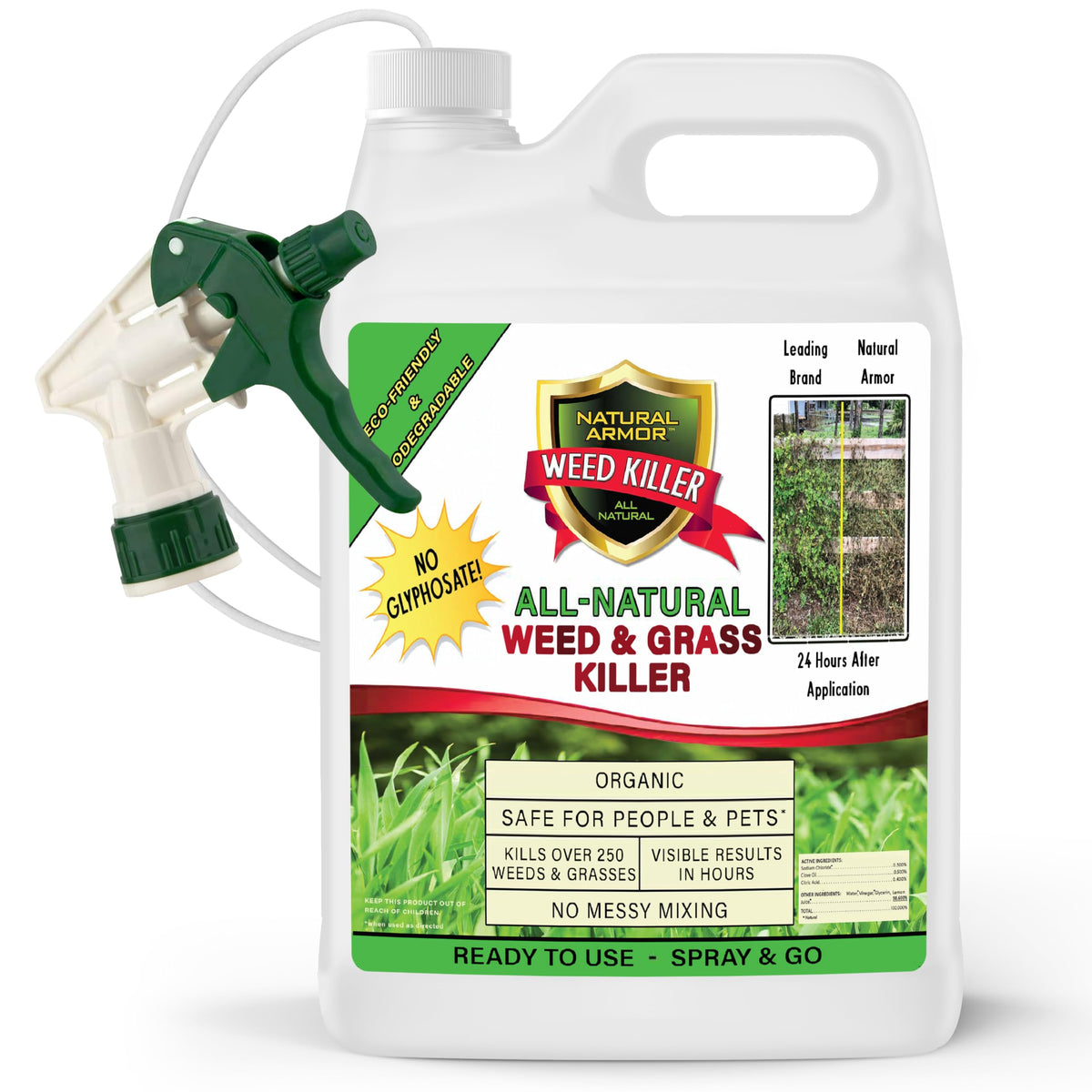Natural Armor weed killer bottle top view for quick, mess-free application.
