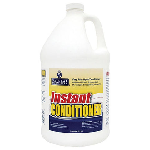 Natural Chemistry Instant Pool Water Conditioner added via skimmer for fast, even distribution.
