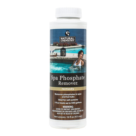 Natural Chemistry Spa Phosphate Remover bottle reduces phosphates for clearer spa water