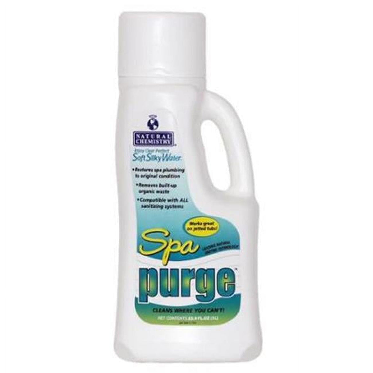 Natural Chemistry Spa Purge bottle pour clarifies spa water and reduces scum risk