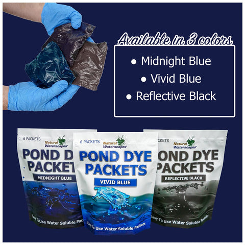 Natural Waterscapes blue dye packets create visible color after dissolving