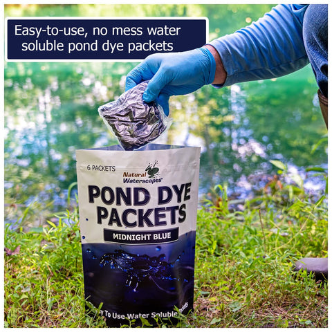Natural Waterscapes six-pack dye helps treat ponds up to two acres