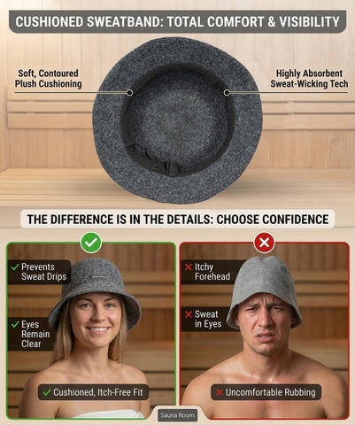 Adjustable Natural Wool Sauna Hat uses breathable wool fabric.