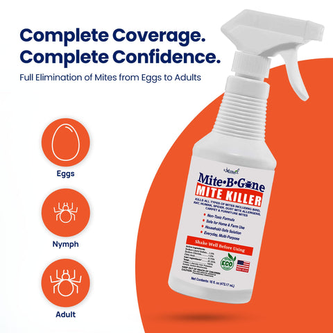 Naturasil Mite-B-Gone shown in home and farm settings for broad mite control.