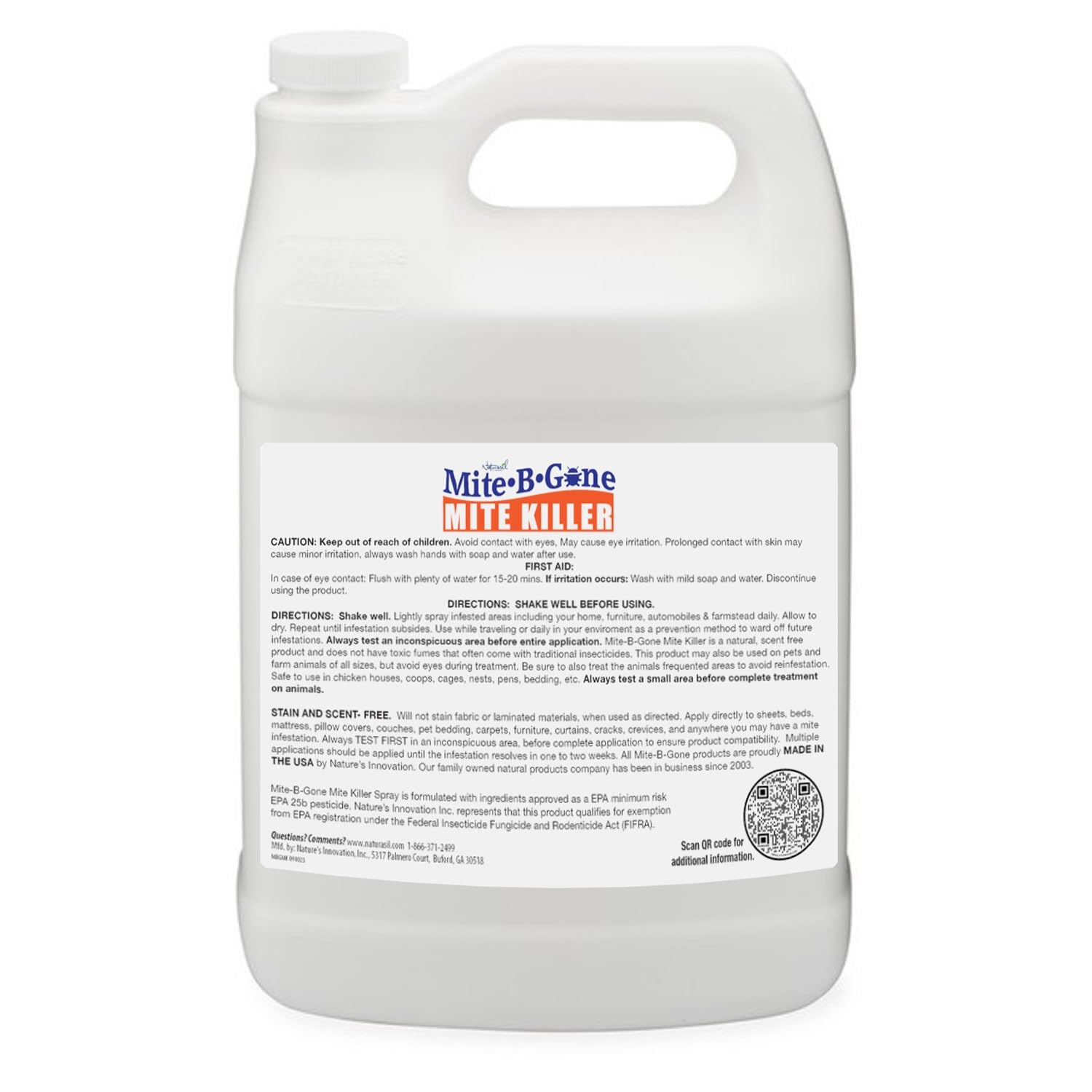 Naturasil Mite Killer Spray label highlights plant-derived ingredients for a non-toxic approach.