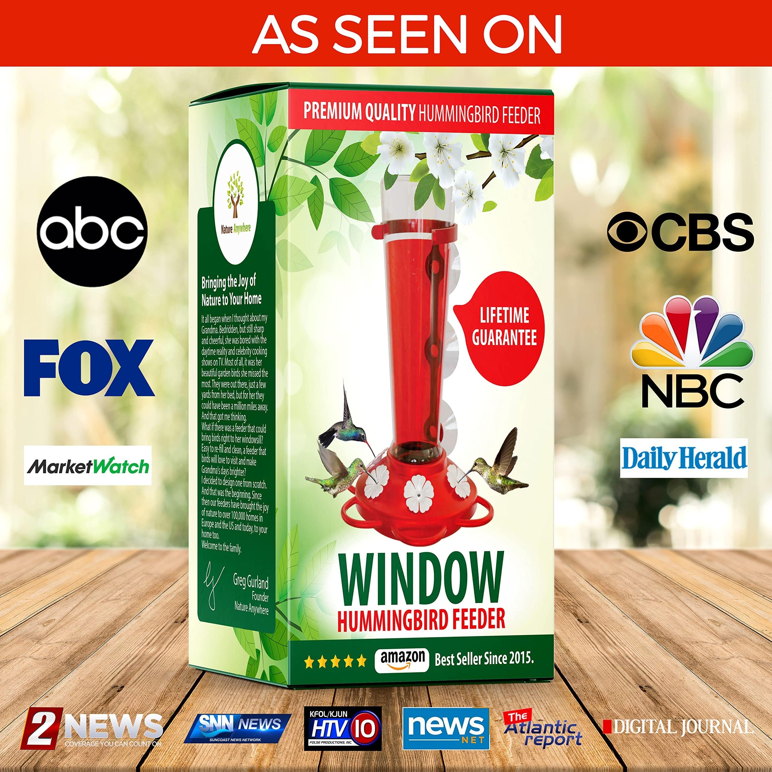 Nature Anywhere no-leak design keeps nectar contained, reducing mess on windowsills and porches.
