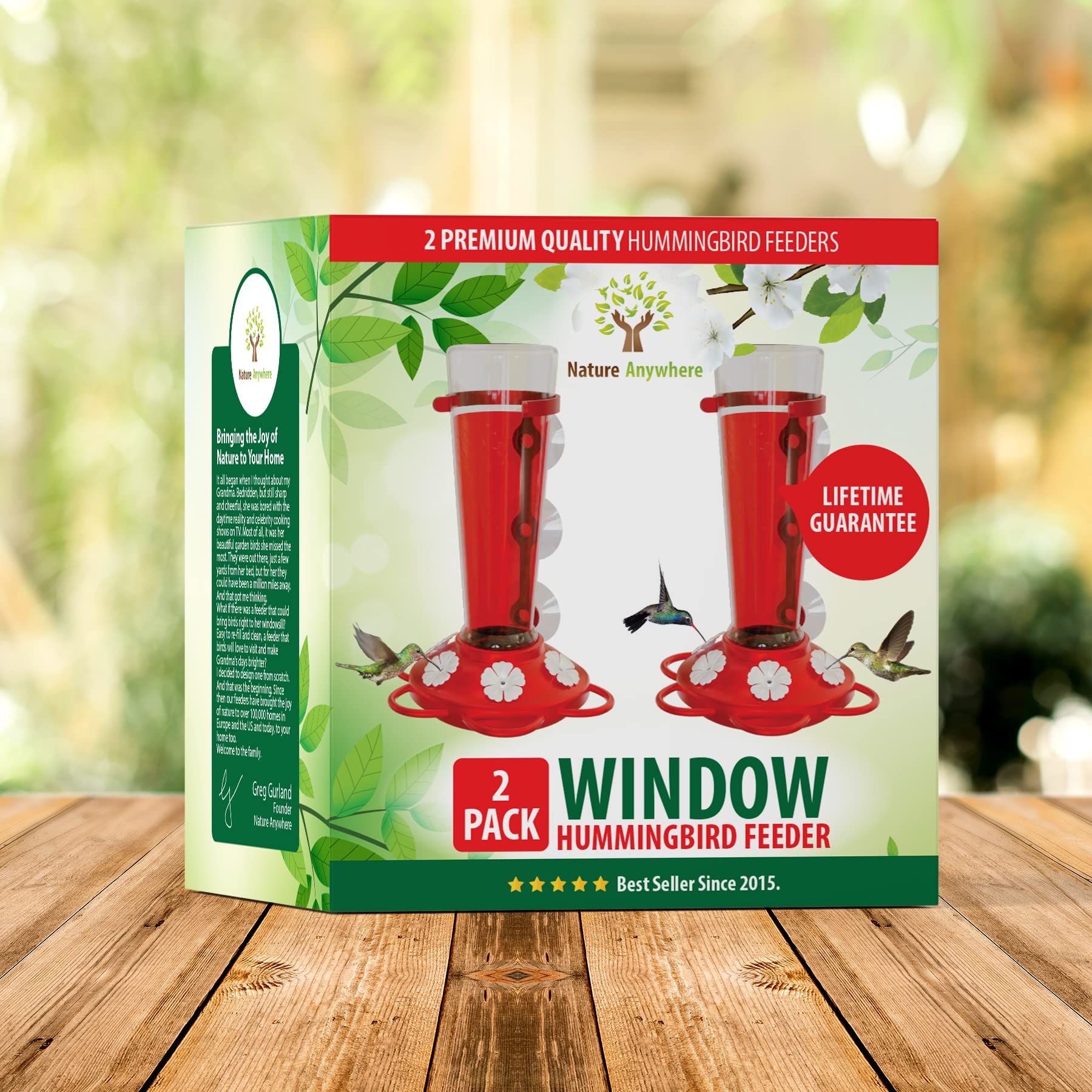 Nature Anywhere window hummingbird feeder setup on glass for easy viewing