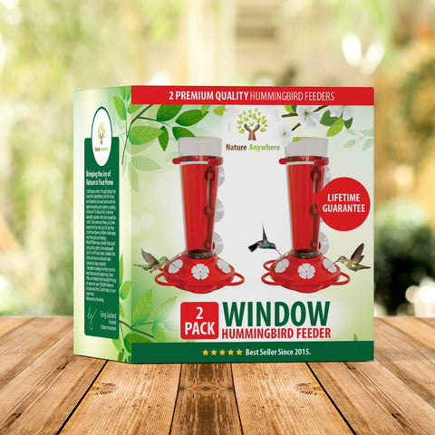 Nature Anywhere window hummingbird feeder setup on glass for easy viewing