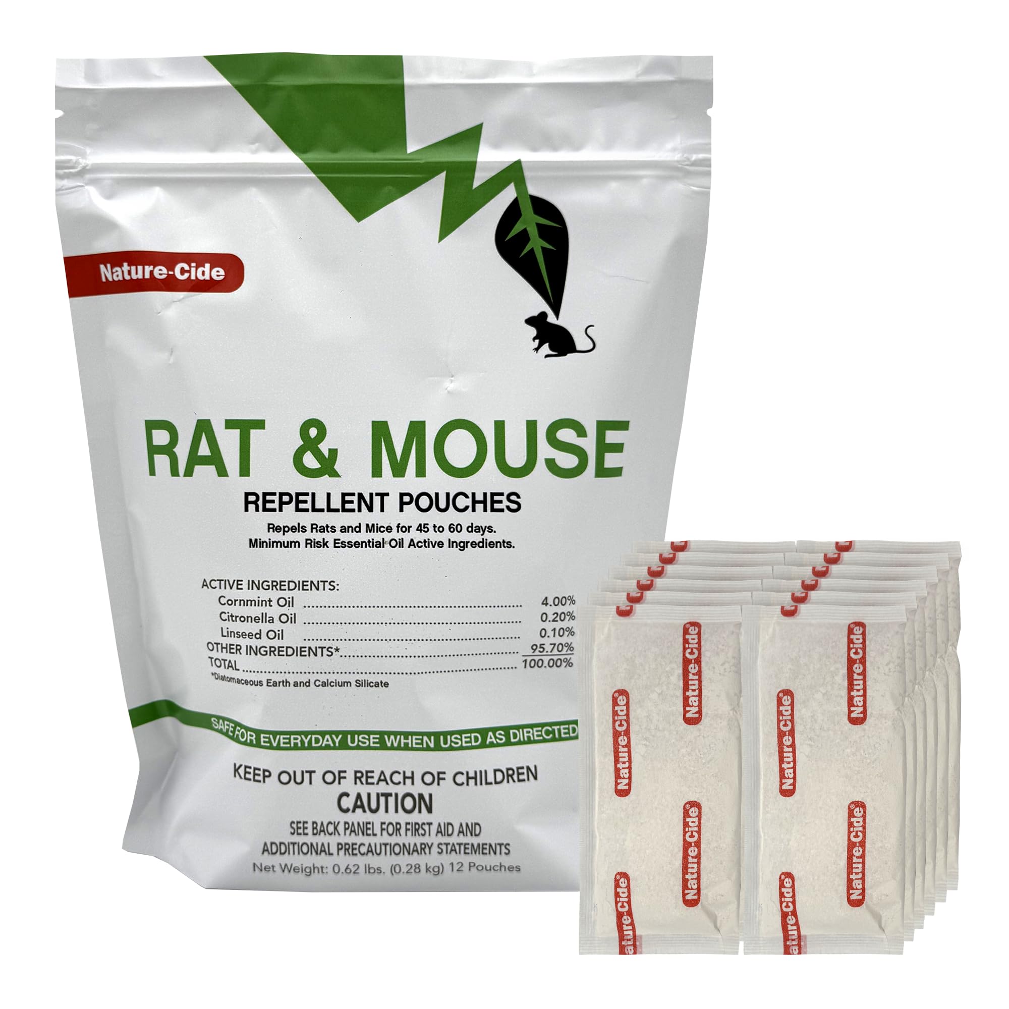 Nature-Cide packaging label for rat and mouse repellent showing plant-based formula.