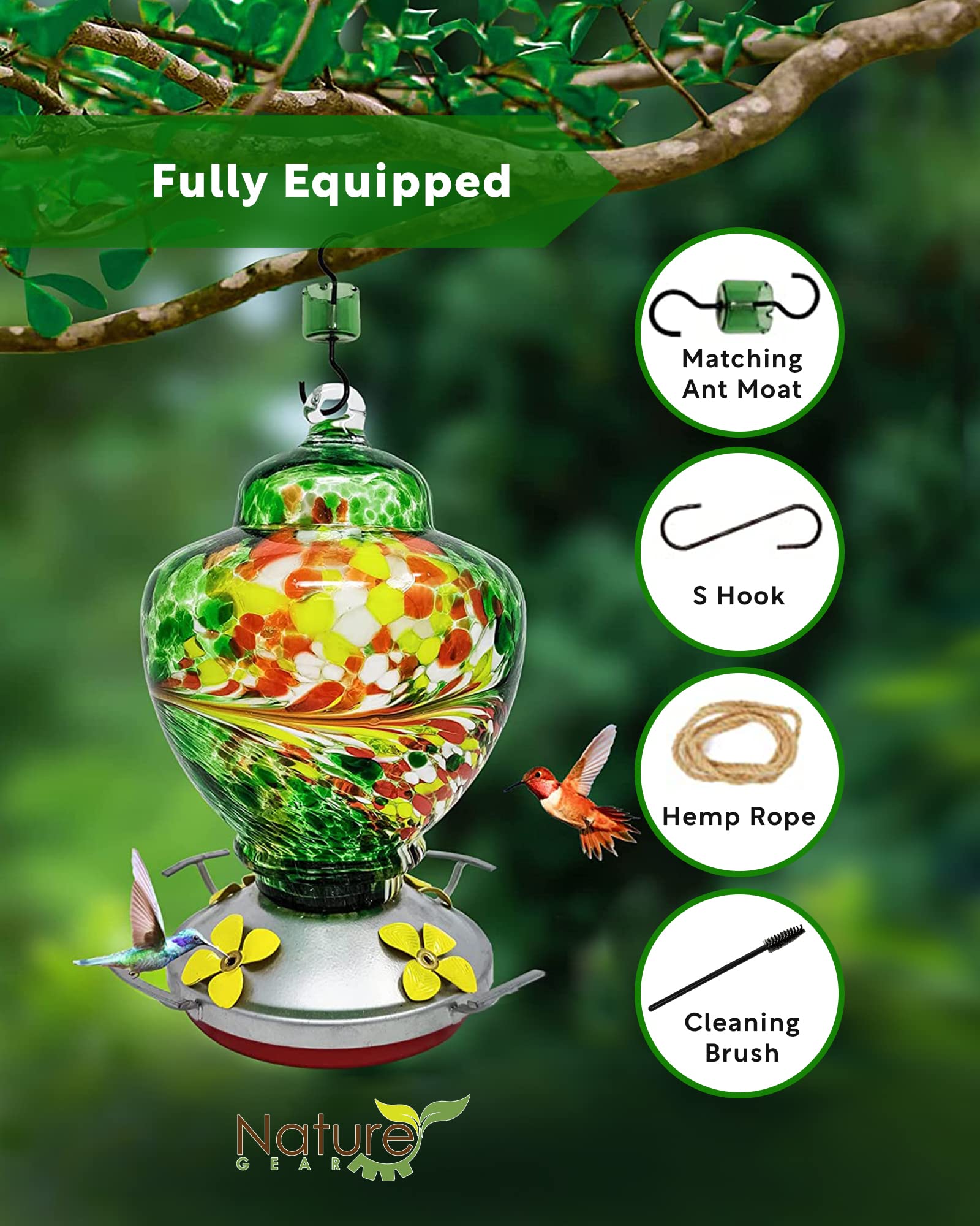 Nature Gear hummingbird feeder ant moat closeup helps keep nectar clean for birds