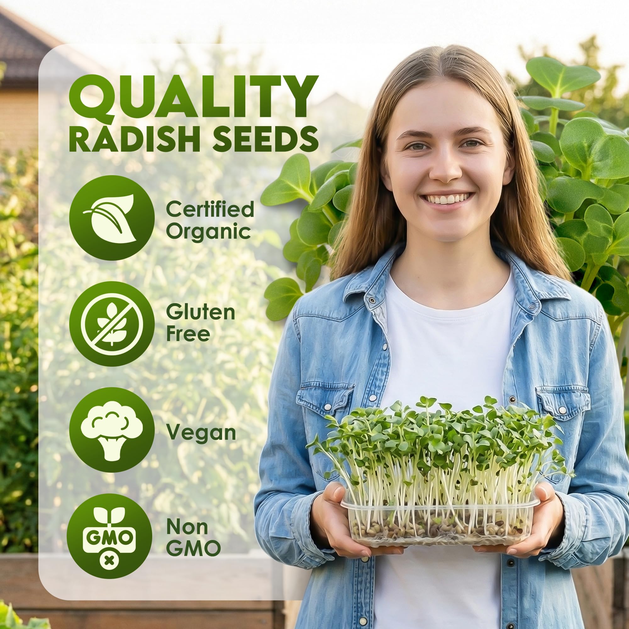 Nature Jims Organic Radish Sprout Seeds 16oz, ready to grow fresh microgreens.