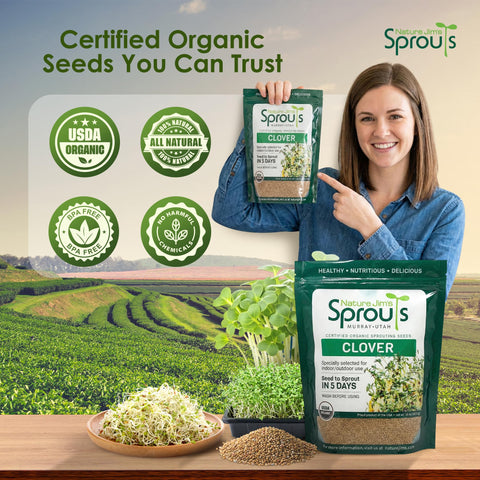 Nature Jims Clover Seeds in a 16 oz bag support steady harvests.