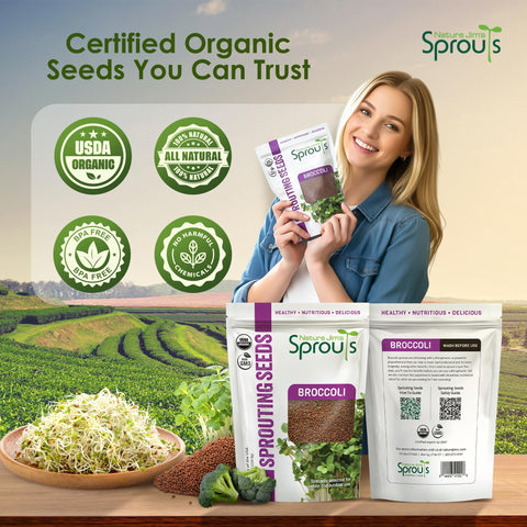 Nature Jims Sprouts quality since 1955 stamp on seed packet.
