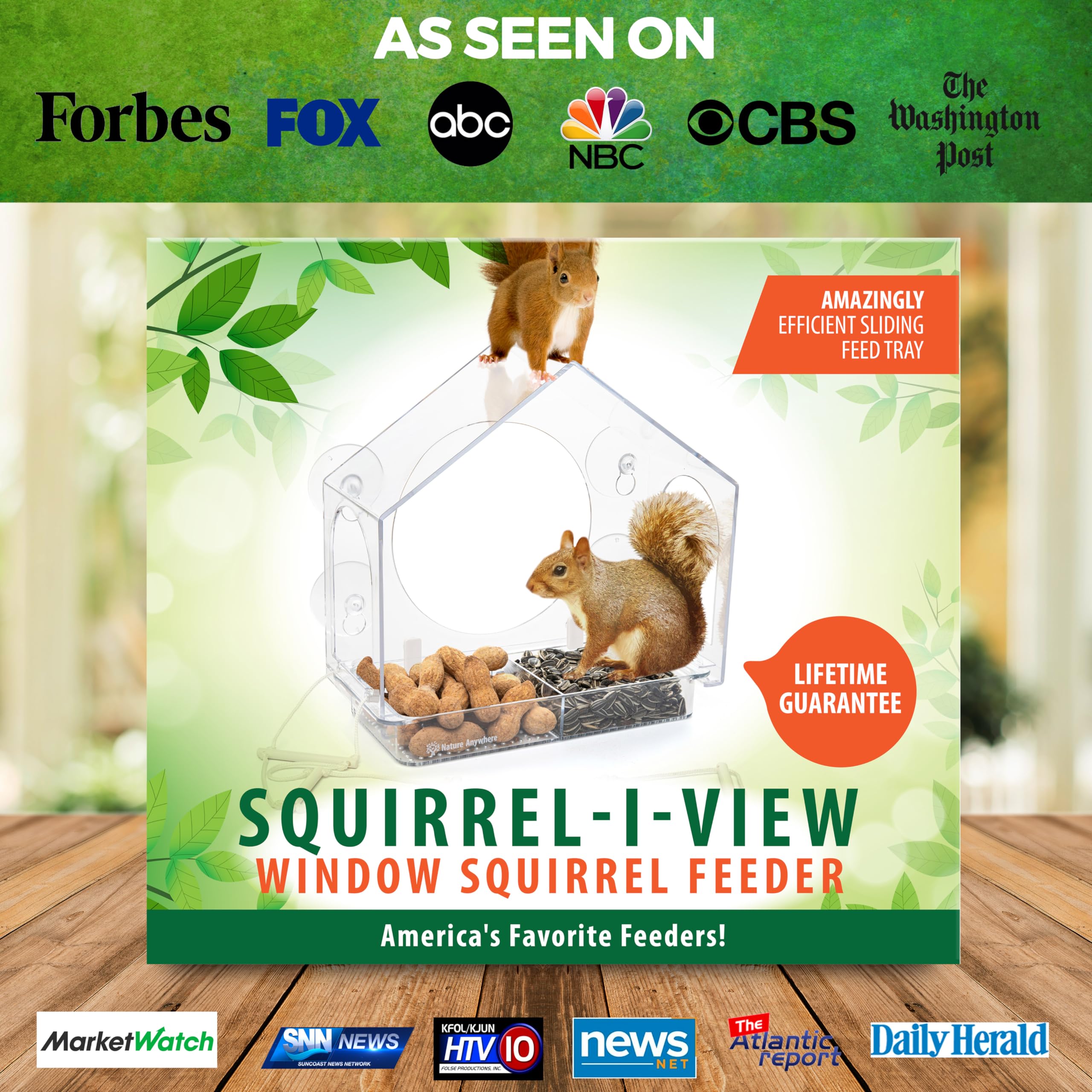 Nature Anywhere pet-tv-window-feeder: keep pets entertained by watching wildlife outside.