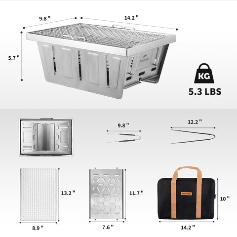 Naturehike portable grill folds flat for compact storage during trips.