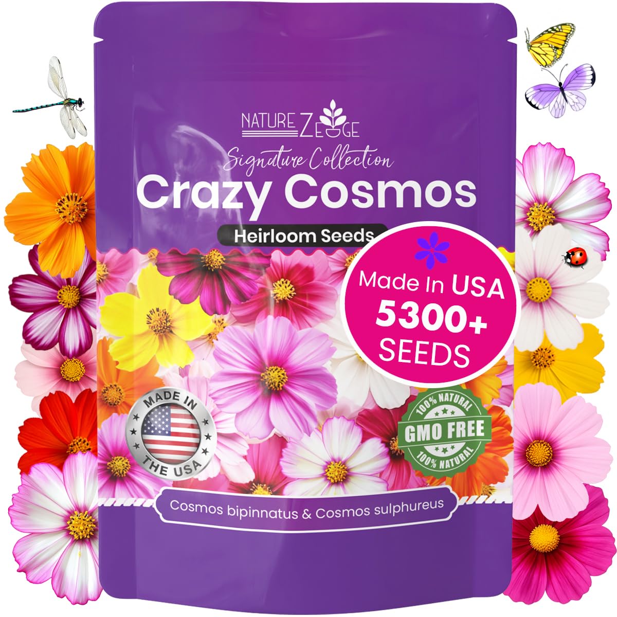 NatureZ Edge Crazy Cosmos seeds pack for vibrant borders and wildflower beds.