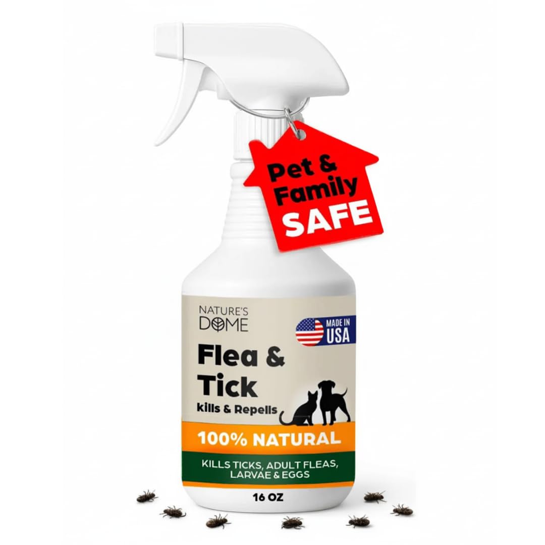 Nature's Dome outdoor spray bottle for eco-friendly lawn pest control.