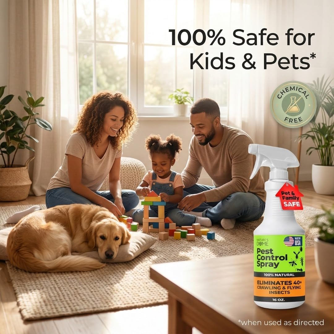 Nature's Dome Pest Control Spray safe on baseboards and countertops.