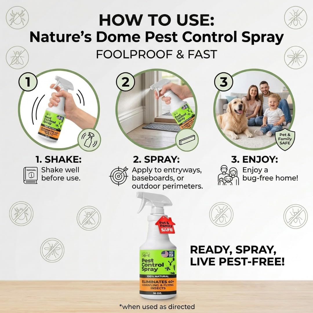 Nature's Dome Pest Control Spray outdoors protects patios and gardens.