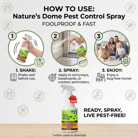 Nature's Dome Pest Control Spray outdoors protects patios and gardens.