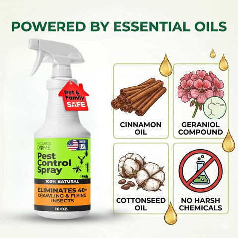 Nature's Dome Pest Control Spray pet-friendly formula for homes.