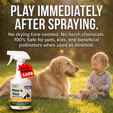 Plant-based formula with essential oils for natural outdoor pest management.